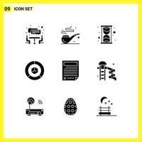 Set of 9 Modern UI Icons Symbols Signs for page data watch contract logistic Editable Vector Design Elements