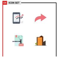 4 Creative Icons Modern Signs and Symbols of chart digital progress redo file Editable Vector Design Elements