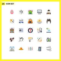 Set of 25 Vector Flat Colors on Grid for farm internet games computer real Editable Vector Design Elements