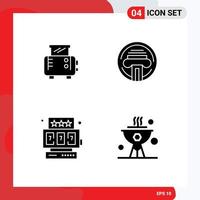 4 Creative Icons Modern Signs and Symbols of toast game printer writer cook Editable Vector Design Elements