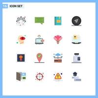 Set of 16 Modern UI Icons Symbols Signs for paper plane launch education fly reading Editable Pack of Creative Vector Design Elements