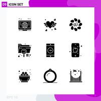 Set of 9 Commercial Solid Glyphs pack for right file easter extension data Editable Vector Design Elements