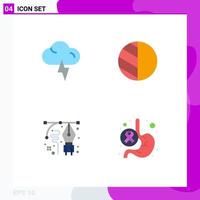 Pictogram Set of 4 Simple Flat Icons of cloud pen editing art cancer Editable Vector Design Elements