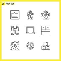 9 Thematic Vector Outlines and Editable Symbols of search binoculars dollar concept ubiquitous Editable Vector Design Elements