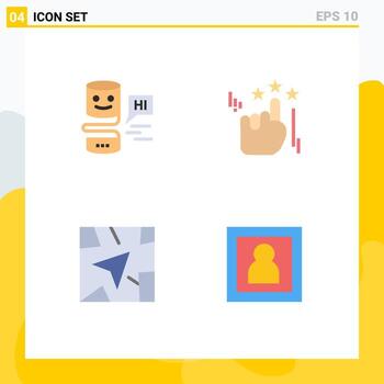 4 Universal Flat Icons Set for Web and Mobile Applications conversational interfaces route big think marketing photographer Editable Vector Design Elements