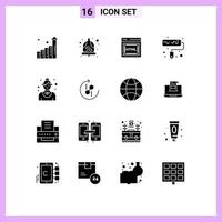 16 Universal Solid Glyphs Set for Web and Mobile Applications waitress restaurant html employee roller Editable Vector Design Elements