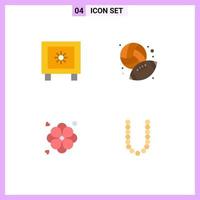 Mobile Interface Flat Icon Set of 4 Pictograms of locker nature logistic hobbies accesoris Editable Vector Design Elements