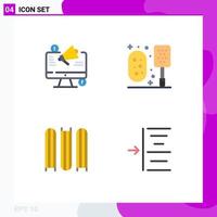 conjunto de 4 4 moderno ui íconos símbolos señales para márketing documento megáfono baño archivos editable vector diseño elementos