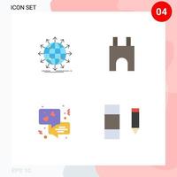 4 Flat Icon concept for Websites Mobile and Apps globe medieval news castle building communication Editable Vector Design Elements