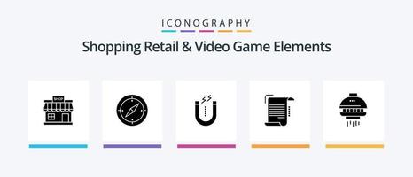 Shoping Retail And Video Game Elements Glyph 5 Icon Pack Including guidelines. note. gps. report. tool. Creative Icons Design vector