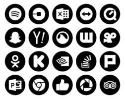 20 social medios de comunicación icono paquete incluso pregunta nvidia yahoo pedal de arranque videista vector