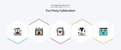 Party 25 FilledLine icon pack including celebration. bar. cards. opened. corkscrew vector