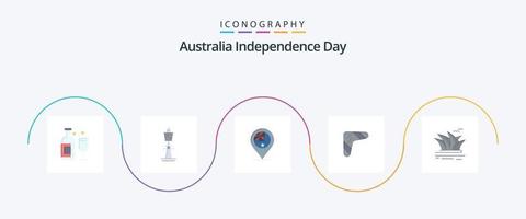 Australia Independence Day Flat 5 Icon Pack Including boomerang. australia. tower. location. flag vector