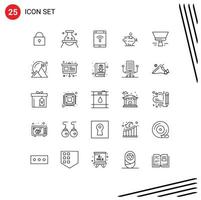 25 User Interface Line Pack of modern Signs and Symbols of savings piggy connection economy smartphone Editable Vector Design Elements