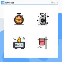 Universal Icon Symbols Group of 4 Modern Filledline Flat Colors of compass clock wedding gas healthcare Editable Vector Design Elements