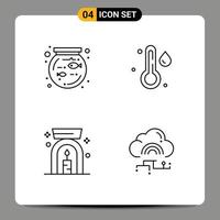 4 User Interface Line Pack of modern Signs and Symbols of bowl network rain aroma spa lamp link Editable Vector Design Elements