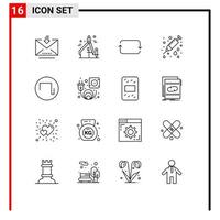 Universal Icon Symbols Group of 16 Modern Outlines of wave sound front needle health Editable Vector Design Elements