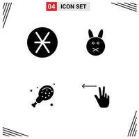 4 User Interface Solid Glyph Pack of modern Signs and Symbols of denarius supermarket money rabbit gesture Editable Vector Design Elements