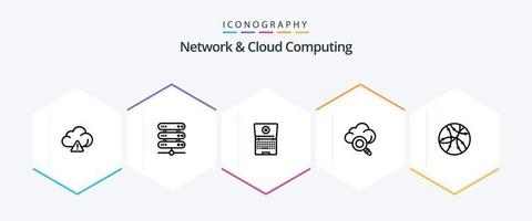 Network And Cloud Computing 25 Line icon pack including . network. computing. internet. technology vector