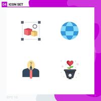 Flat Icon Pack of 4 Universal Symbols of design author box web creative Editable Vector Design Elements