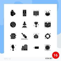 Modern Set of 16 Solid Glyphs Pictograph of cocktail drink file plan design Editable Vector Design Elements