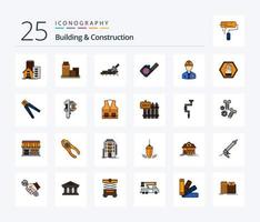 Building And Construction 25 Line Filled icon pack including labour. construction. trovel. industry. tool vector