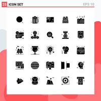 Modern Set of 25 Solid Glyphs and symbols such as camera printer payable print flag Editable Vector Design Elements