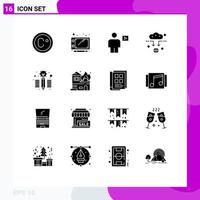 16 Universal Solid Glyph Signs Symbols of pencil creative human wifi connect Editable Vector Design Elements