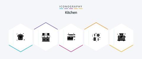 Kitchen 25 Glyph icon pack including toaster. electrical. kitchen. breakfast. skimmer vector