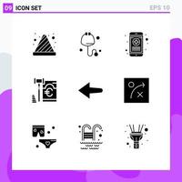 9 Creative Icons Modern Signs and Symbols of algorithm arrow outline law euro Editable Vector Design Elements