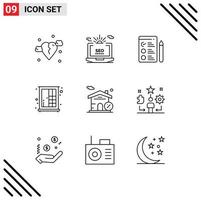 User Interface Pack of 9 Basic Outlines of house wardrobe web interior cupboard Editable Vector Design Elements