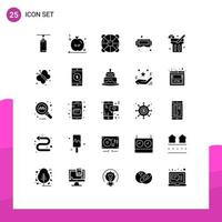 25 Universal Solid Glyphs Set for Web and Mobile Applications drink smart lifebuoy google glass device Editable Vector Design Elements