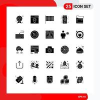 25 Thematic Vector Solid Glyphs and Editable Symbols of folder seo user mobile gps Editable Vector Design Elements