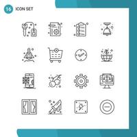 16 User Interface Outline Pack of modern Signs and Symbols of startup launch check list light bulb electric Editable Vector Design Elements