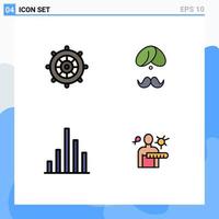 User Interface Pack of 4 Basic Filledline Flat Colors of beach person steering the boat indian analytics Editable Vector Design Elements