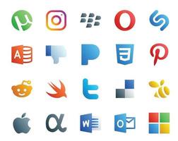 20 Social Media Icon Pack Including app net swarm css delicious twitter vector