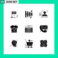 9 Universal Solid Glyphs Set for Web and Mobile Applications maple canada finger autumn scanning Editable Vector Design Elements