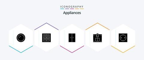 Appliances 25 Glyph icon pack including modern. appliances. furniture. weight. floor vector