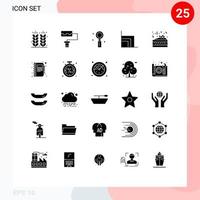 25 Universal Solid Glyphs Set for Web and Mobile Applications party finance giving ecommerce business Editable Vector Design Elements