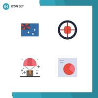 plano icono paquete de 4 4 universal símbolos de australiano globo bandera militar logístico editable vector diseño elementos