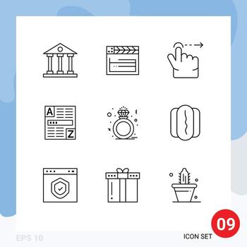 9 Outline concept for Websites Mobile and Apps present internet video code browser Editable Vector Design Elements