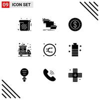 Group of 9 Modern Solid Glyphs Set for random mix dollar arrow cyber monday Editable Vector Design Elements