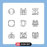 9 Universal Outlines Set for Web and Mobile Applications crypto currency coin partners byetball halloween Editable Vector Design Elements