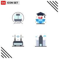 4 Universal Flat Icon Signs Symbols of speed train technology public graduation wireless Editable Vector Design Elements