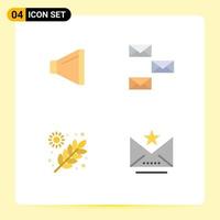 Modern Set of 4 Flat Icons and symbols such as sound farming back email grains Editable Vector Design Elements