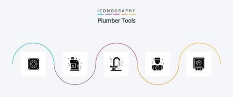 fontanero glifo 5 5 icono paquete incluso plomero. reparar. baño. plomero. hombre vector