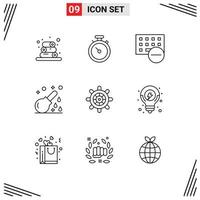 Modern Set of 9 Outlines and symbols such as boat hospital devices healthcare enema Editable Vector Design Elements