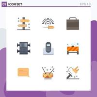 Set of 9 Modern UI Icons Symbols Signs for contact call tool room rack Editable Vector Design Elements