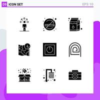 9 Thematic Vector Solid Glyphs and Editable Symbols of electronics location milk track google Editable Vector Design Elements