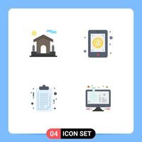 Set of 4 Modern UI Icons Symbols Signs for home document estate inbox report Editable Vector Design Elements